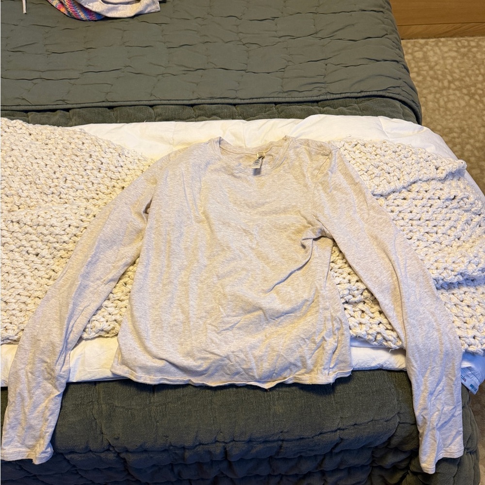 SKIMS Light Gray Long Sleeve Tee